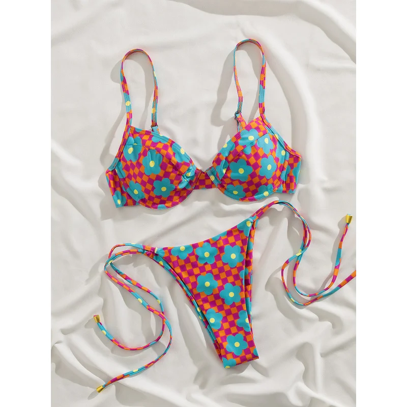 

Новая мягкая сумка с принтом на косточках, регулируемый тонкий ремешок, металлический декор, элегантный комплект бикини на шнуровке для вечеринок