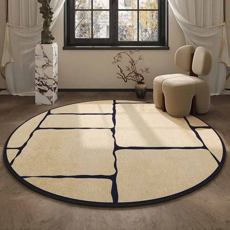 Wabi-sabi Wind Carpets for Living Room Light Luxury Bedroom Decor Round Carpet Home Anti-slip Floor Mat Fluffy Soft Bedside Rug