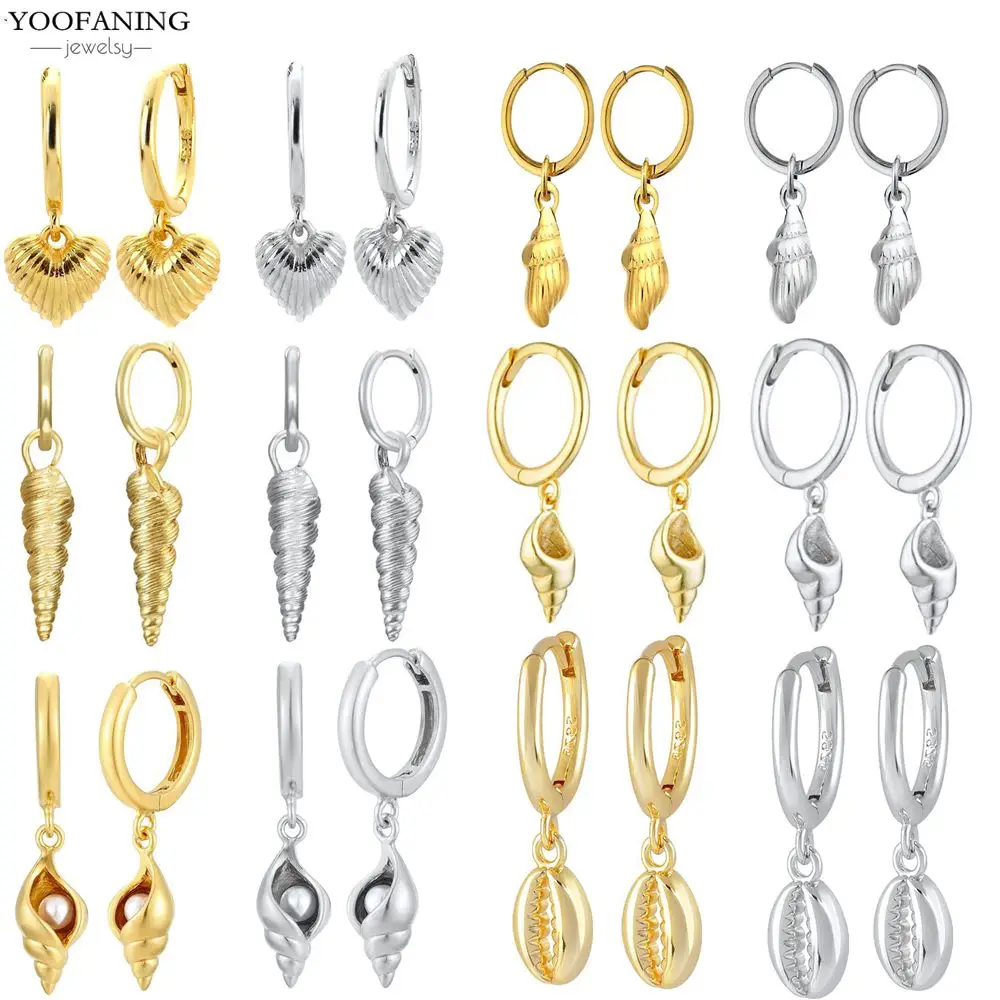 925 Sterling Silver Ear Needle 2025 Hot Selling Gold Silver Hoop Earrings Exquisite Conch Shell Classic Earrings for Women Gift