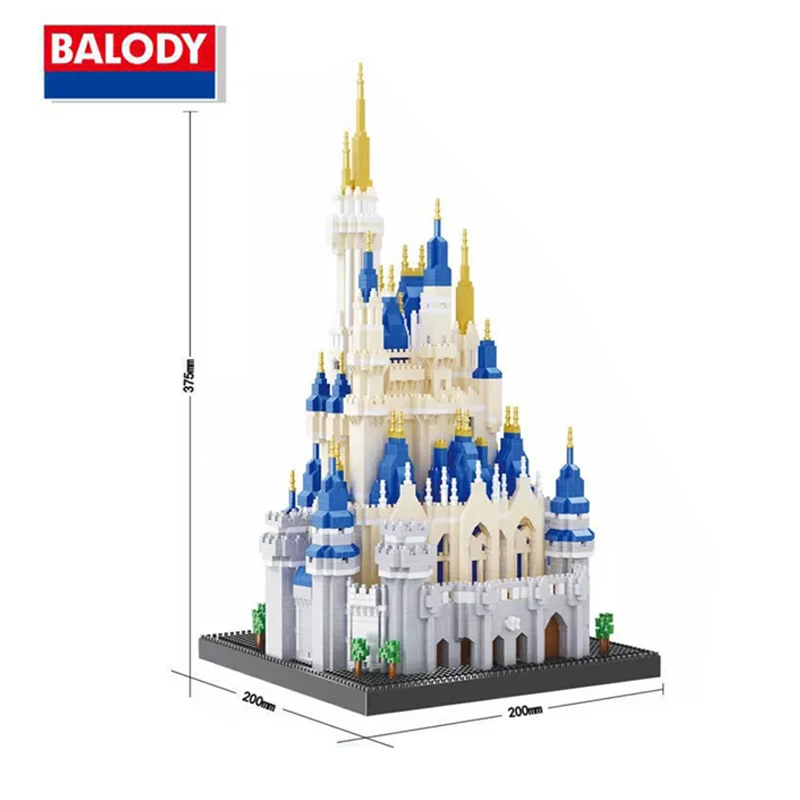 Balody 16061 Architecture 3D Model Brick White Blue Fantasy Castle Micro Mini Building Blocks DIY Toys for Children Gift 5500pcs