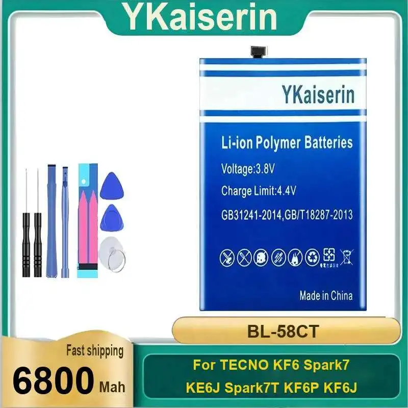 Mobile Phone Battery BL-58CT 6800Mah Premium Replacement High Capacity For Tecno KF6 Spark7 KE6J Spark7t KF6P KF6J