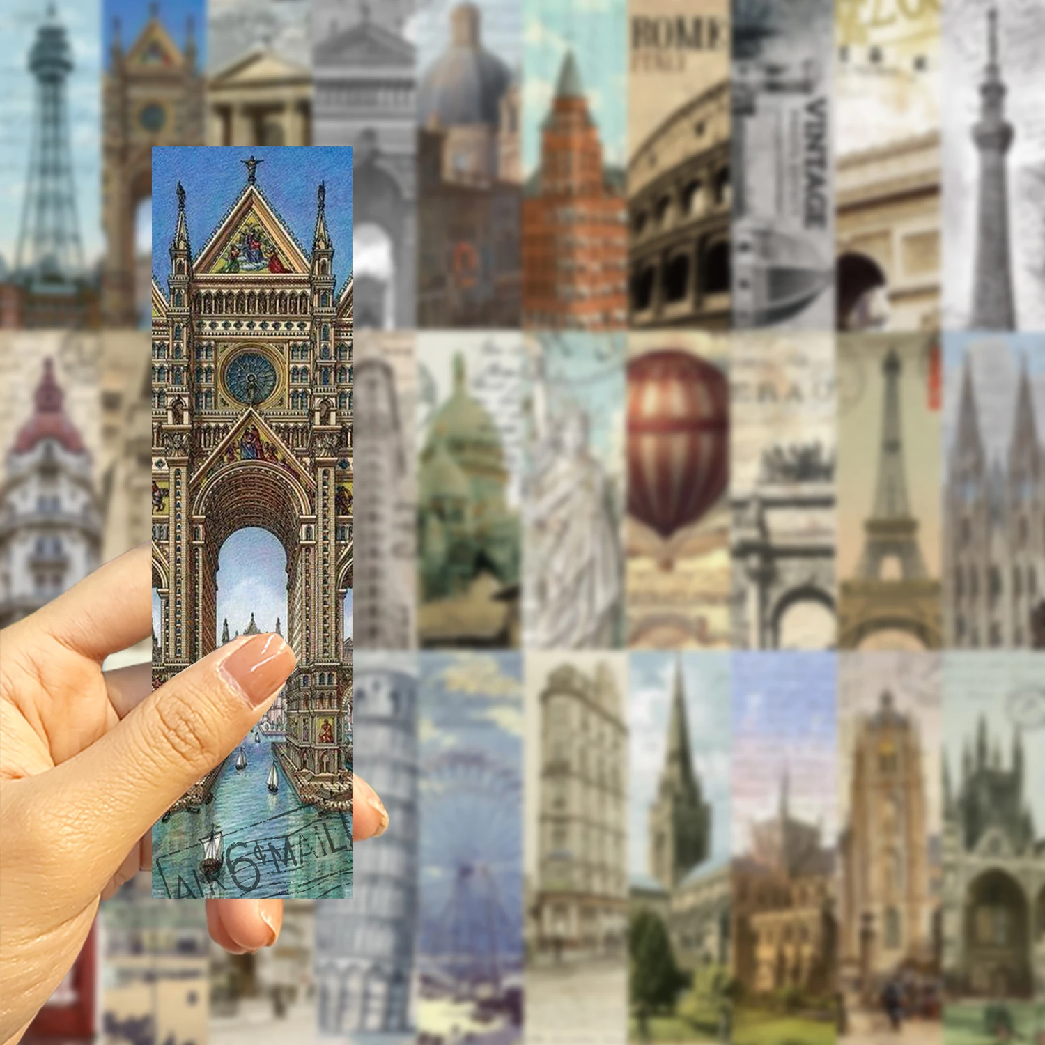 30pcs Retro Classic World Architecture Bookmarks European and American Style Reading Books Mark Paper Cards Creative DIY Card﻿﻿