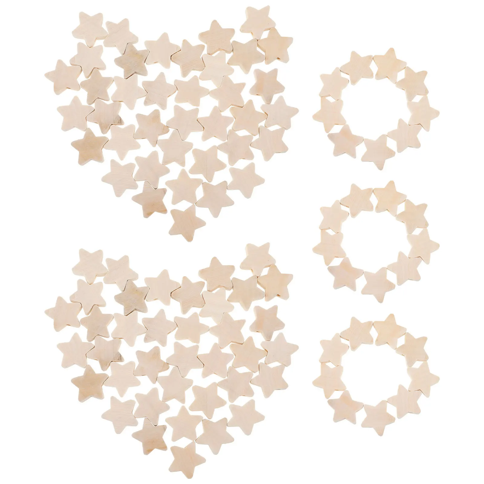 100Pcs Wooden Beads Star Shape Five-Pointed Star Beads for DIY Jewelry Making Kids Bracelets Necklace Creative Craft Supplies