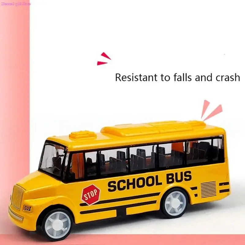 D0JC Simulate Exquisite Body Model School Bus with Pull-Back Die Cast School Buk Action for over 3 Years Old Kids