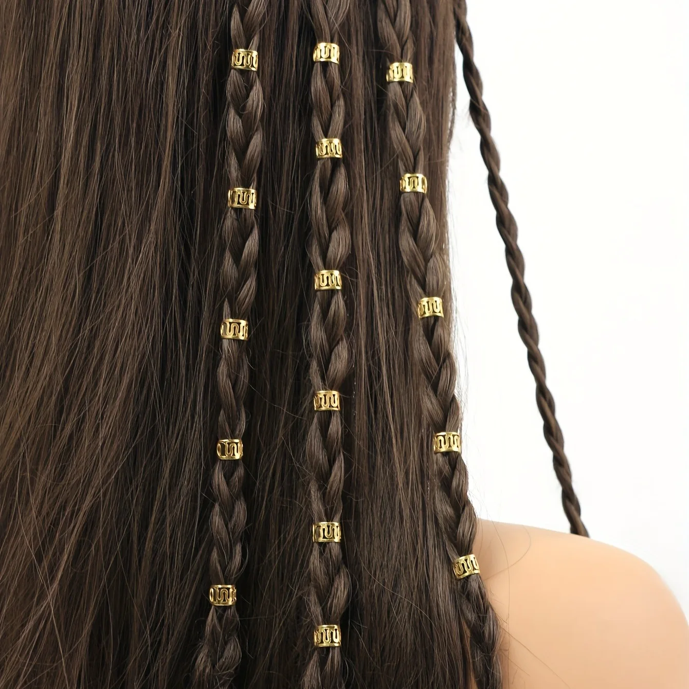 40pcs Wavy Hollow Alloy Hair Ring For Punk Hair Ring For Dreadlock Women Girls Hair Styling Pin, Suitable For Daily Use