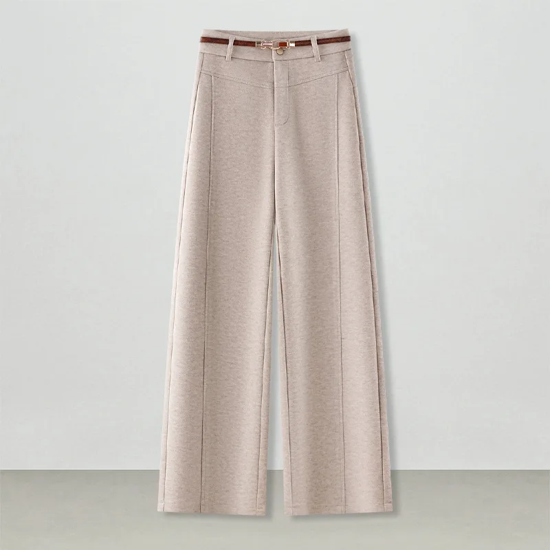 

Elegant Woolen Straight-Leg Pants for Women, and Winter, Draped Feel, Slim Fit, Thickened Casual Pants
