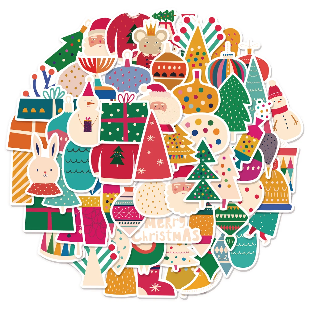 64PCS Kreative Santa Claus Cartoon Dekoration Graffiti Aufkleber DIY Gepäck Skateboard Wasser Tasse Computer Geschenk Aufkleber