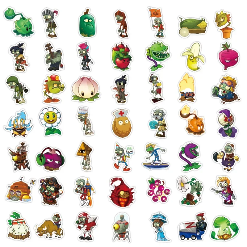 100pcs Cartoon Sticker Plants Vs. Zombies Classic Game Figure Phone Case Water Cup Notebook DIY Decorated Kid Christmas Toy Gift