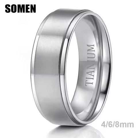 Somen 4/6/8mm Men Ring Titanium Silver Color Brushed Women Ring Unisex Wedding Band Simple Finger Rings Brand Jewelry bague