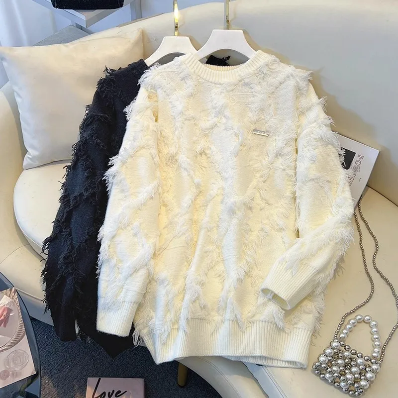 Faionable شرابة التفاصيل فضفاضة متماسكة سترة للرجال الخريف الشتاء وصول جديد عارضة مريحة ألياف البوليستر طويلة Sve...