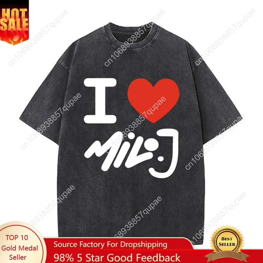 

Washed Vintage Milo J 111 Album Graphic T Shirt Men Hip Hop Fashion Oversized Short Sleeve Tshirt Men's Casual Cotton T-shirts