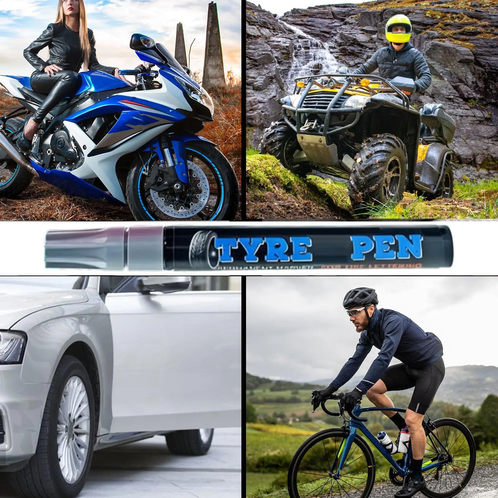 علامات الإطارات الدائمة مانعة لتسرب الماء وقابلة للمسح، قلم رسم عجلات السيارة، قلم طلاء للحروف للدراجات النارية #4