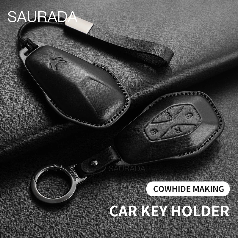 Car Key Case Full Cover Shell Holder Protection For ARCFOX Alpha S Alpha T aS aT GT ECF ARCFOX-7 Genuine leather Car Accessories