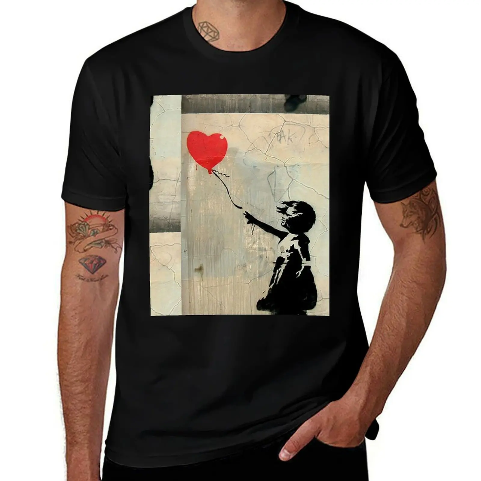 Banksy Red Heart Balloon T-Shirt Soft Touch Basic Cotton T-Shirt