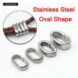 Oval Shape Stainless Steel Ring For Leather Rope Bracelet Necklace Ornament Connect Ring Round Cord DIY Jewelry Making Supplies