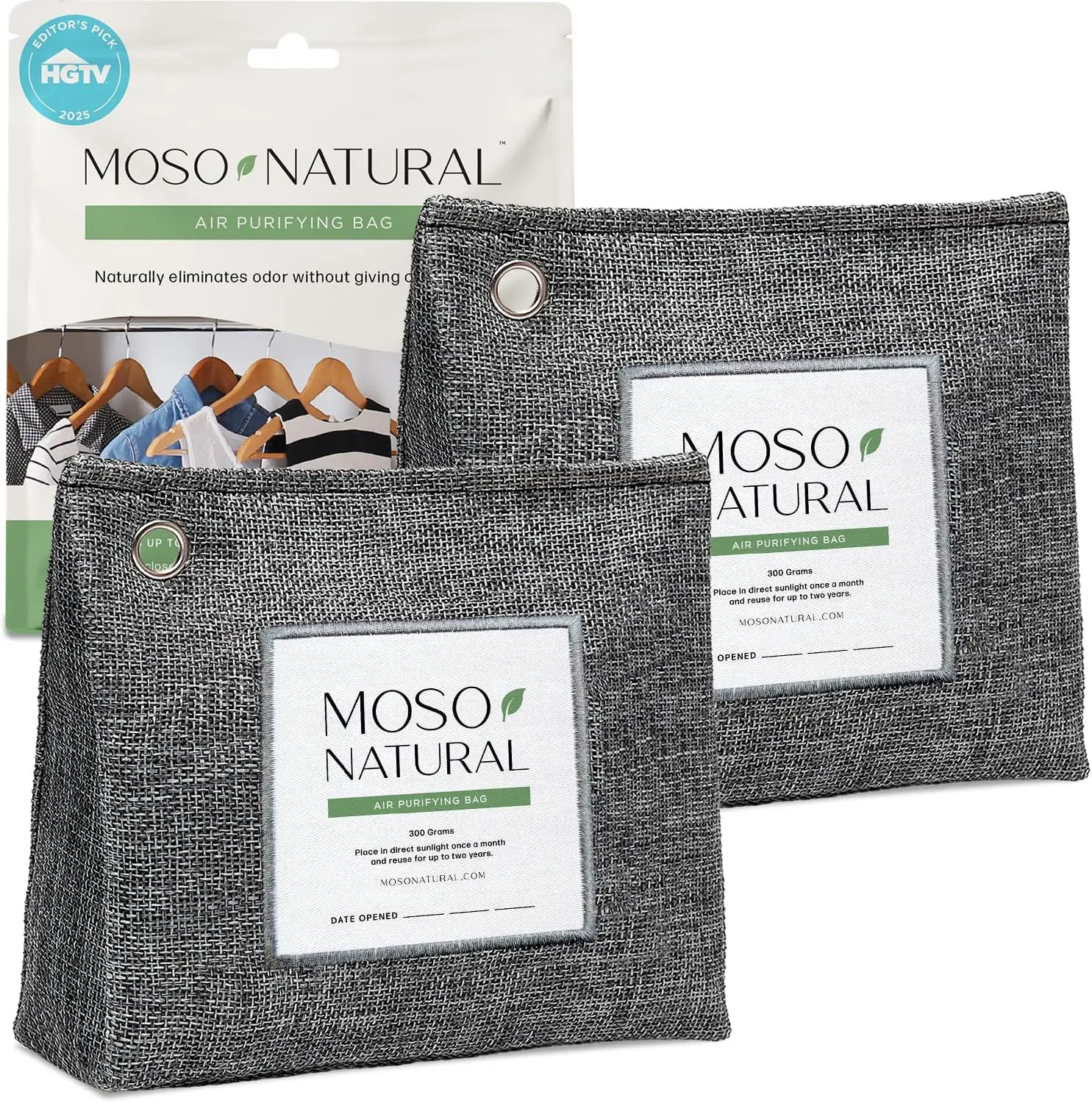 

Bamboo Charcoal Air Purifying Bags 300g Odor Absorber for Closet Pet Small Room Deodorizer Unscented Last 2 Years 2 Pack