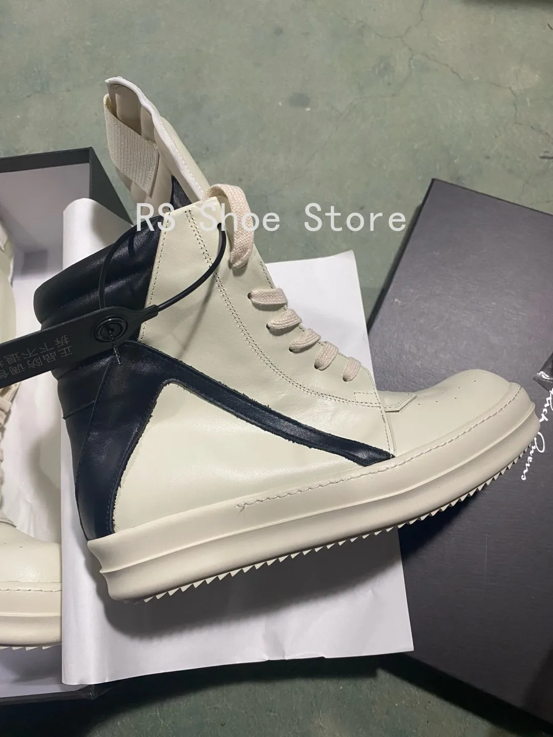

Ro Men Shoe White Leather Ankle Boot Outoor Boots High Top Casual Shoe Quality Zipper Women Sneaker Flat Cowhide Sneakers