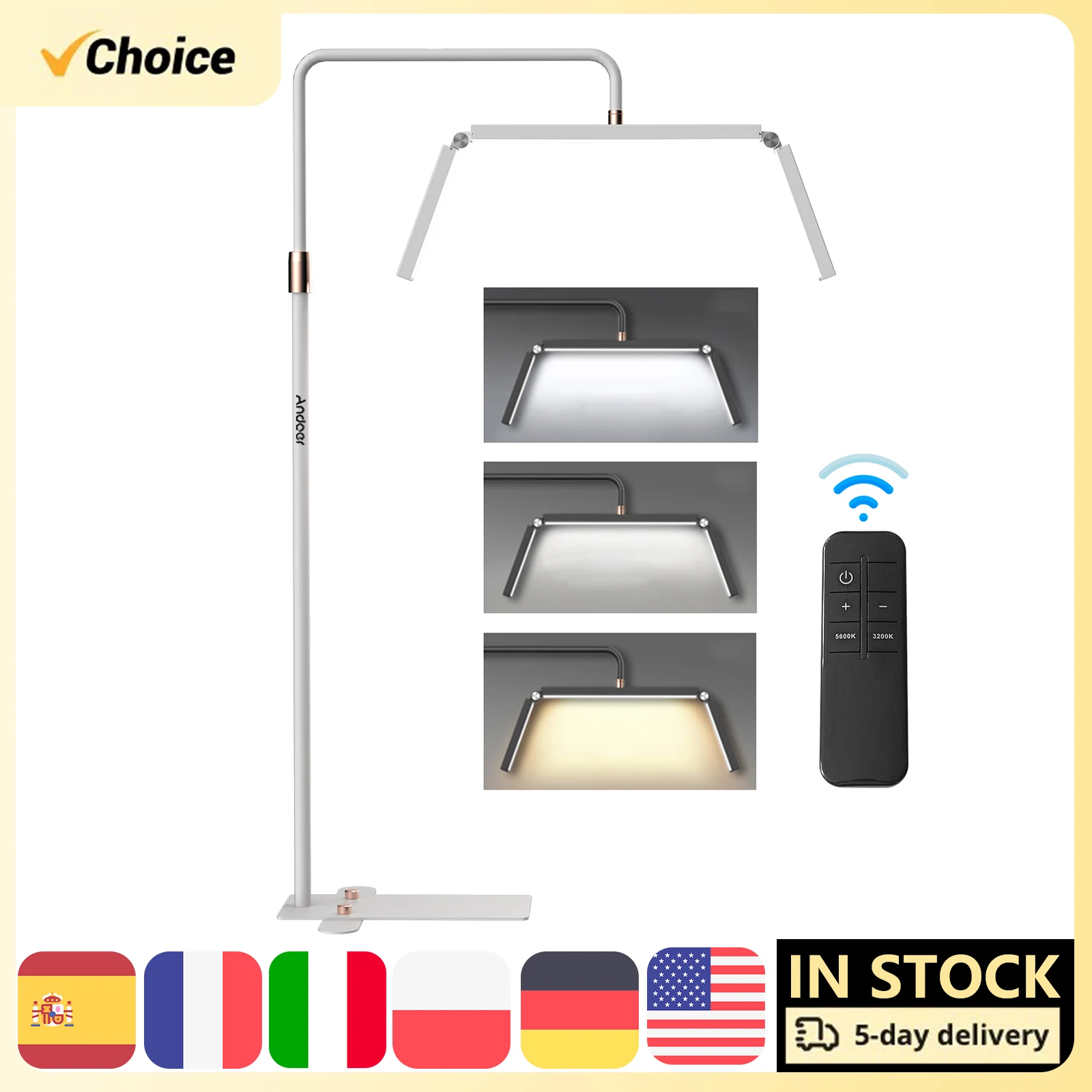 Andoer HD-M9X 40W Floor LED Video Light Beauty Floor Moon Lamp 3200K-5600K Dimmable with 180cm/ 70.9in Metal Light Stand