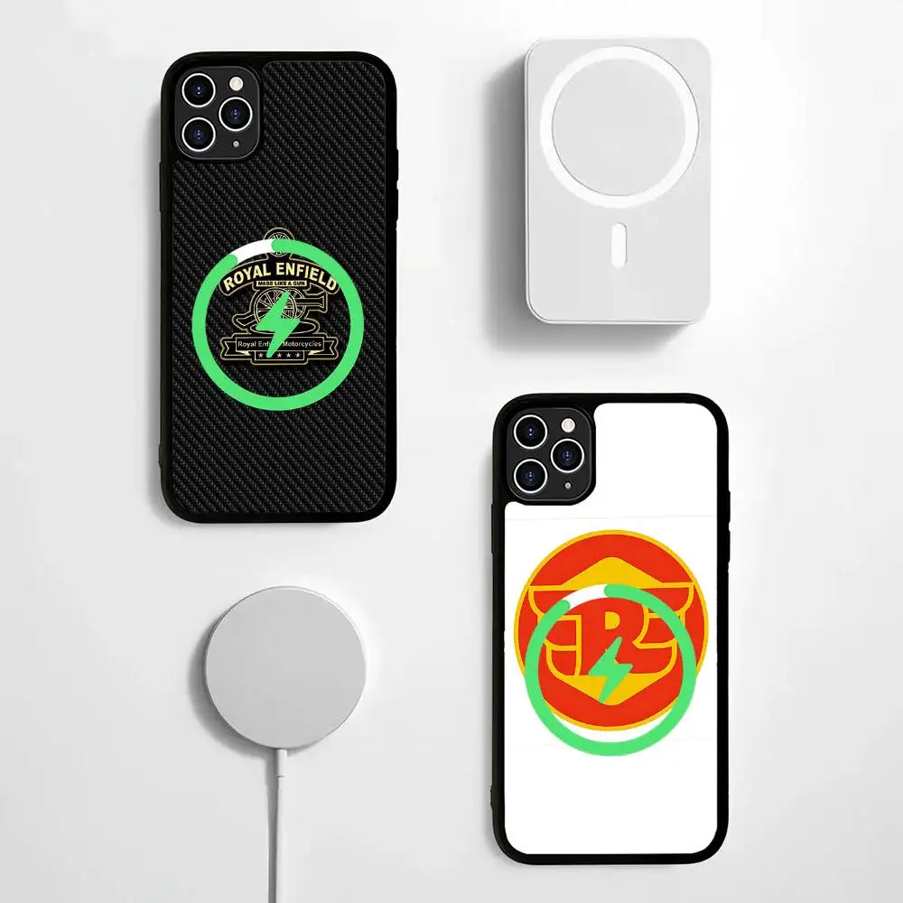 R-ROYALS E-ENFIELDS Logo für MagSafe Magnetische Hülle für iPhone 17 Air 16 15 14 13 12 11 Pro Max Plus Kabelloses Laden