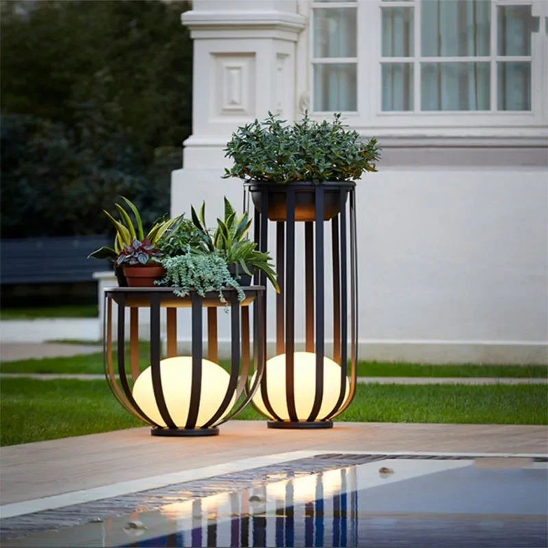 Lawn Villa Garden Courtyard Landscape Terrace Flower Rack Tea Table Lamp Decorative Atmosphere Floor Lamp