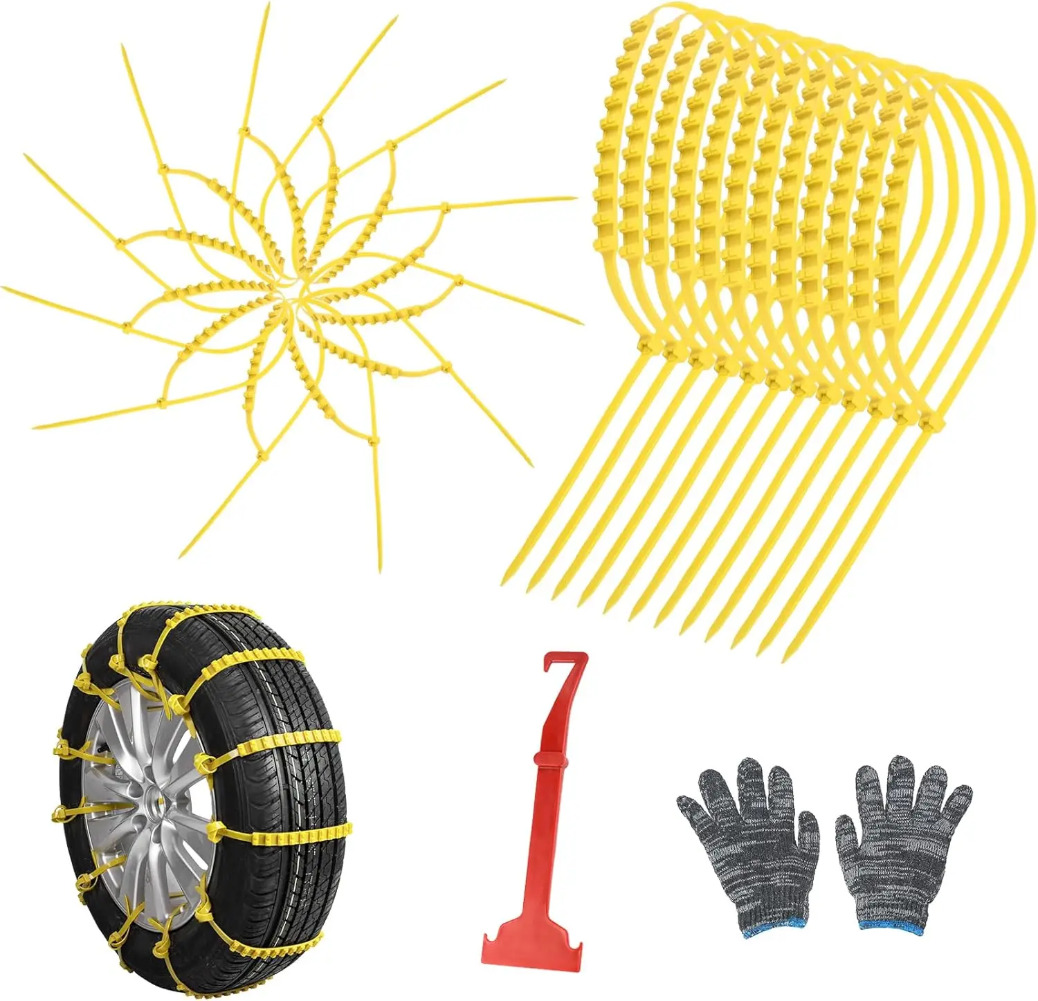 

12 Pcs Snow Tire Chains - Non-Slip Anti-Skid Traction Cables for Winter Driving, Fits Most Cars, SUVs & Trucks, Easy Install, Ad