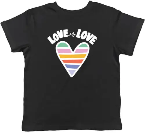 Love is Love Kids T-Shirt LGBTQ Gay Pride Rainbow Heart Children Boys Girls Gift