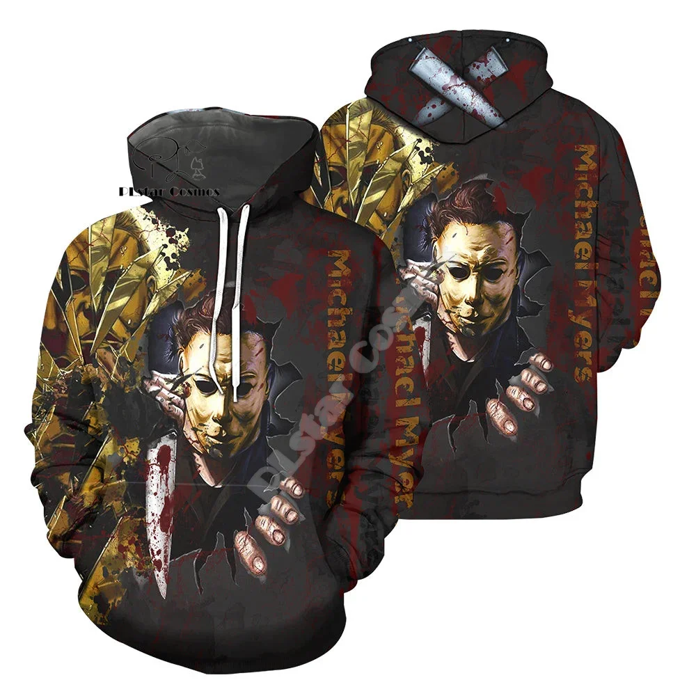 Cosplay Halloween Horror Terror Movie Michael Myers Vintage Retro Graffiti 3DPrint Pullover Streetwear Casual Jacket Hoodies N24