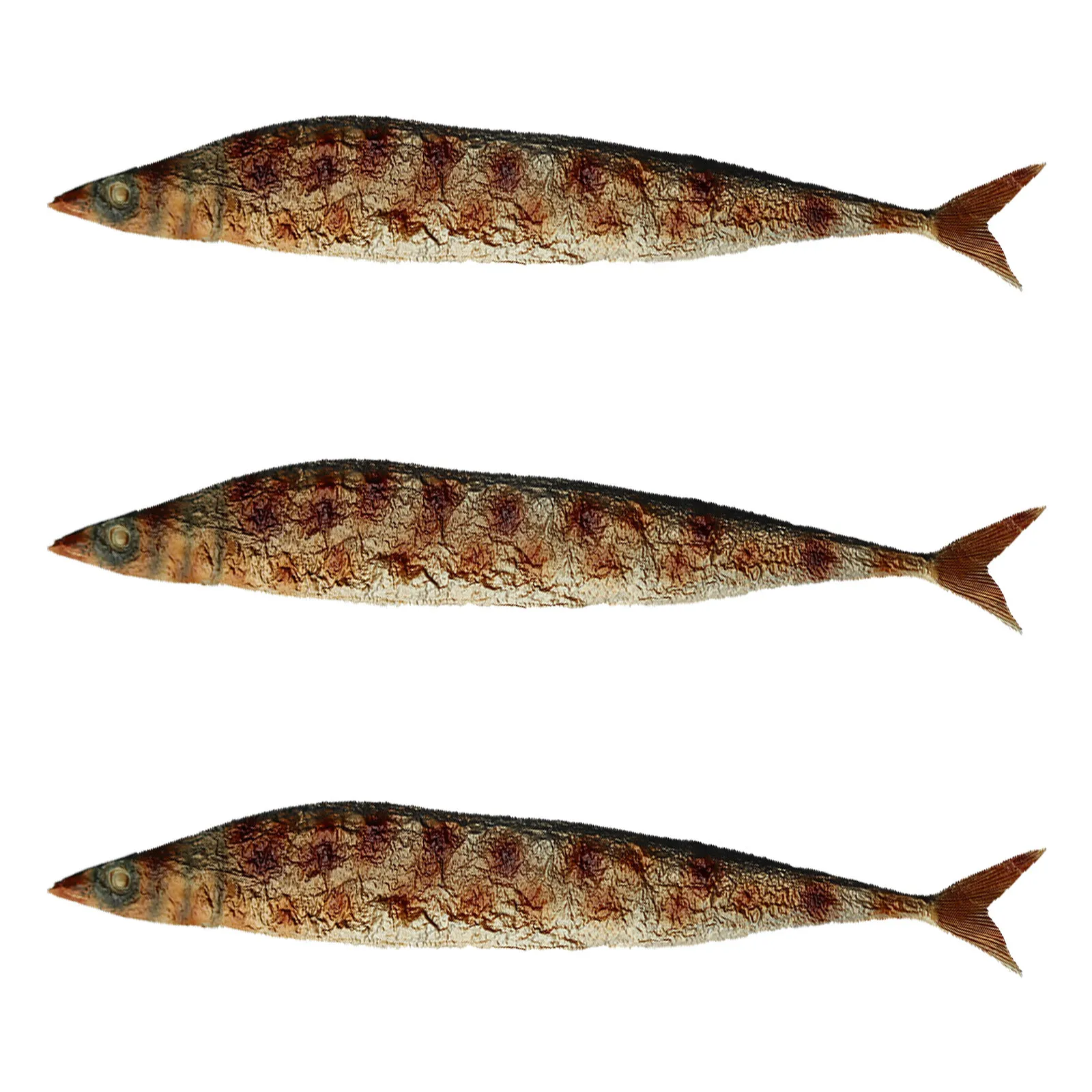 3Pcs Realistic Artificial Roast Fish Faux Fried Fish Display Decoration Kitchen Photography Prop Barbecue Simulation