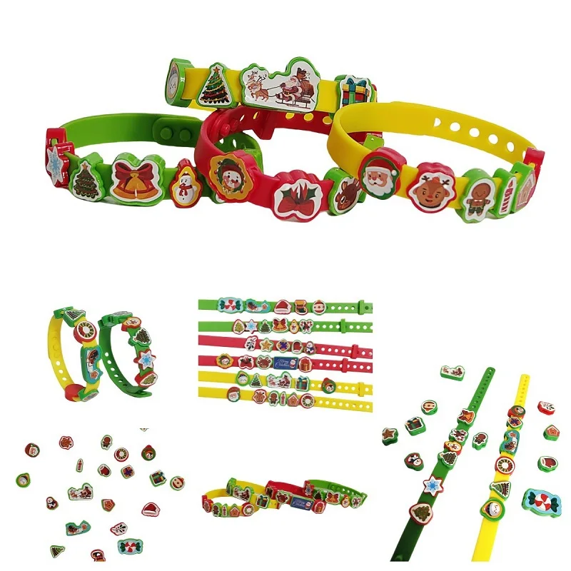 Children's Educational DIY Christmas Beaded Pattern Bracelet Strap Girl Handmade Gift Toys Kids Christmas Keychain DIY Crafts