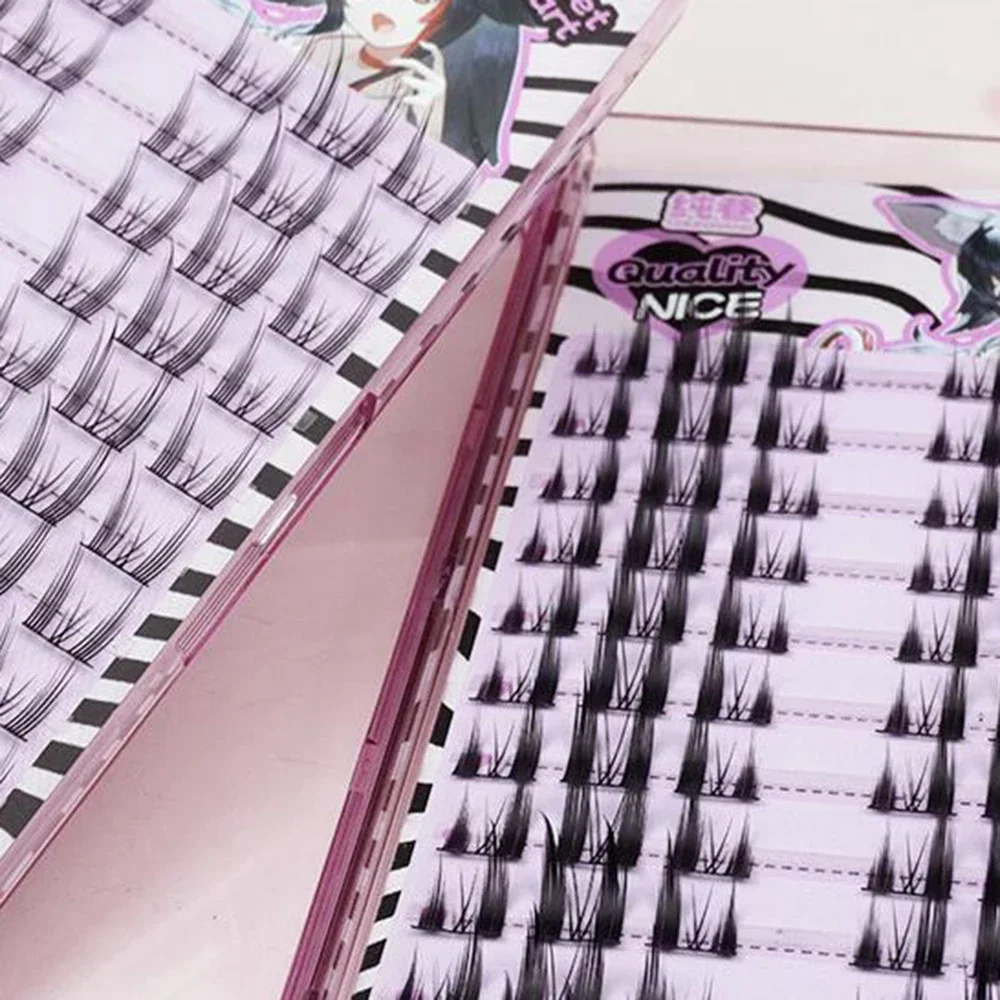 12줄 리틀 데빌 인조 속눈썹 대용량 자연스럽고 두꺼운 만화풍 가짜 속눈썹 연장 DIY 한국 아이돌 아이 메이크업
