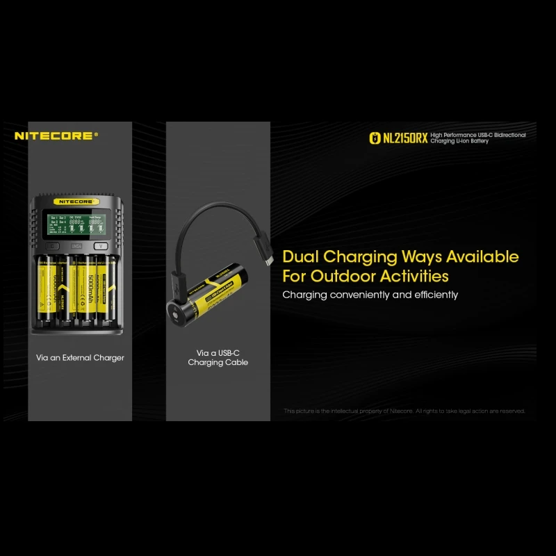 NITECORE NL2150RX High Performance 5000mAh USB-C Bidirectional Charging 21700 Li-ion Battery