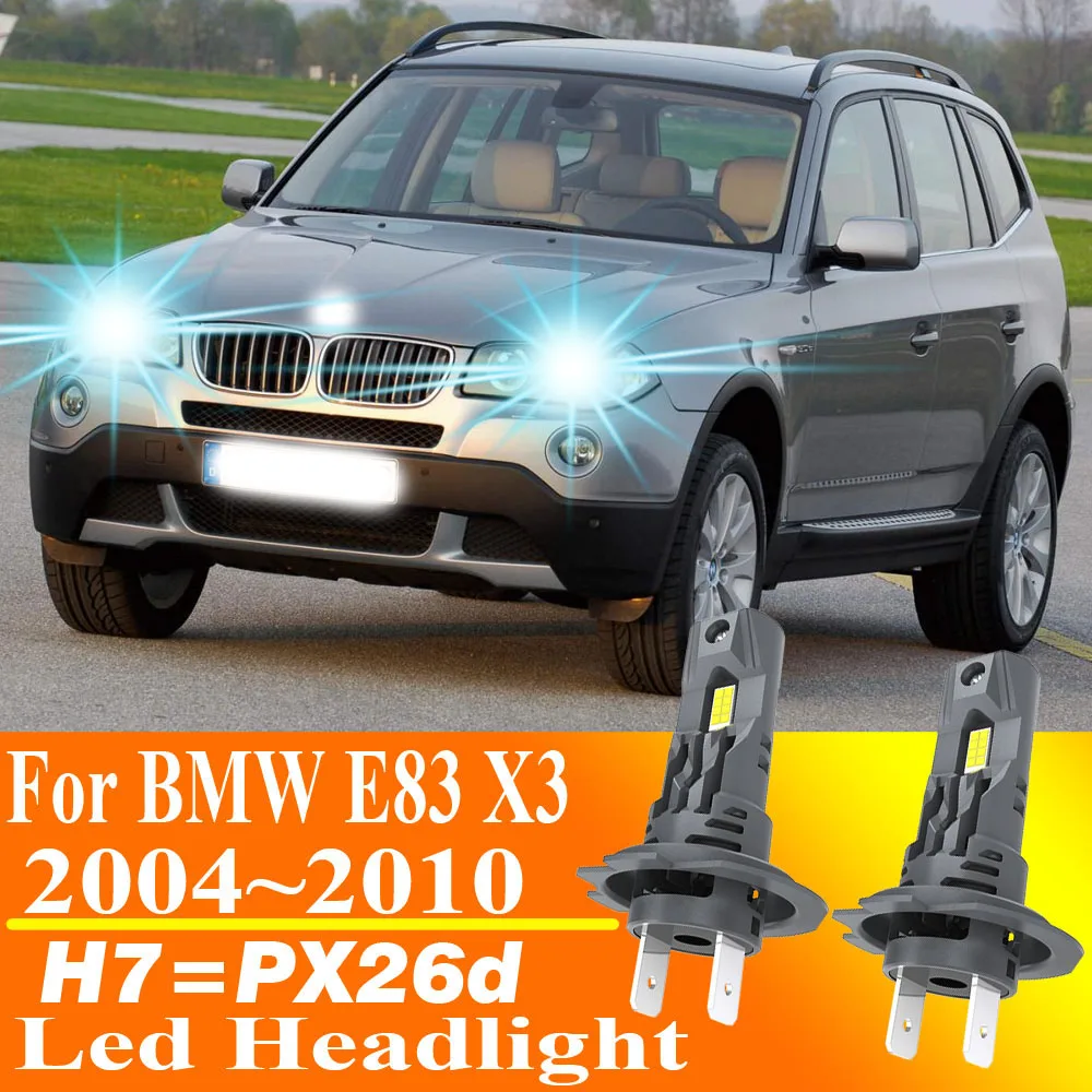 2 Bombillas LED H7 PX26D para Faros Delanteros, Alta Potencia 55W 12V, Lámpara de Diodo Turbo para Luces Antiniebla de Auto, para BMW E83 X3 2004-2010, Accesorios para Auto