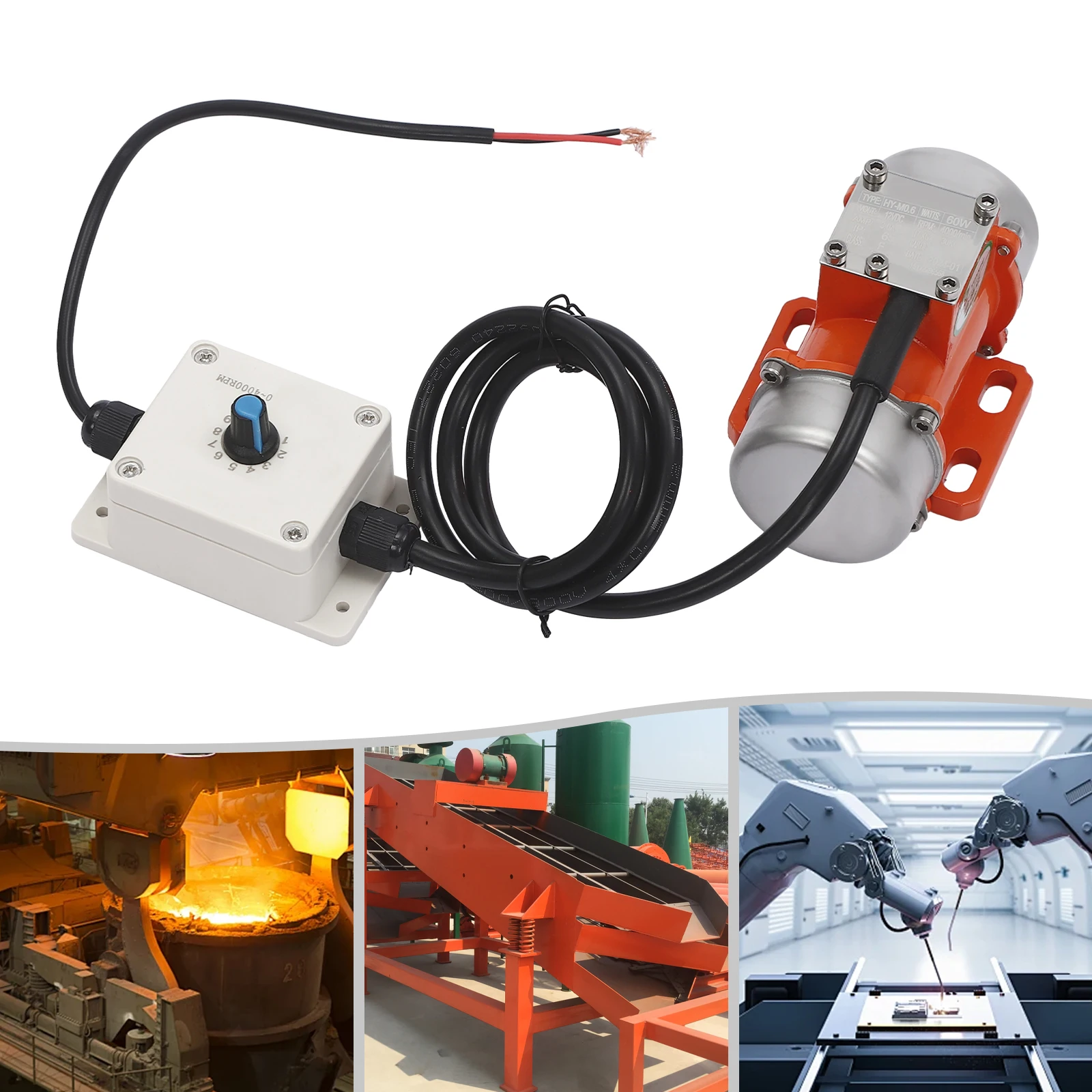 

DC12V 60W Vibration Motor, 9 Speed 0-4000Rpm Adjustable Brushless Pure Copper Industrial Vibrating Motor,used In Mining, Metallurgy, Coal,ect