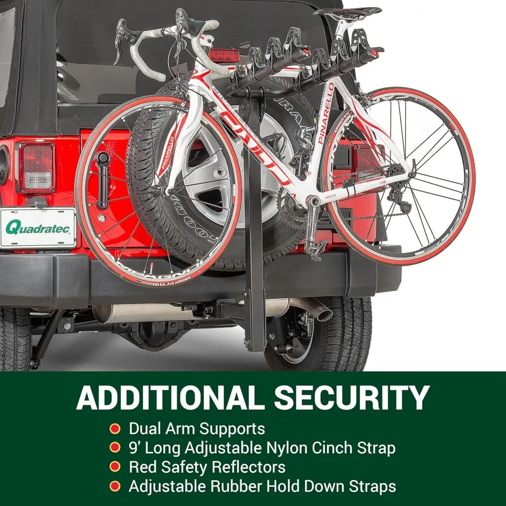 Складная стойка для 4 велосипедов — совместима с любым 2-дюймовым приемником — вмещает до 4 велосипедов с комбинированным весом 140 фунтов. -