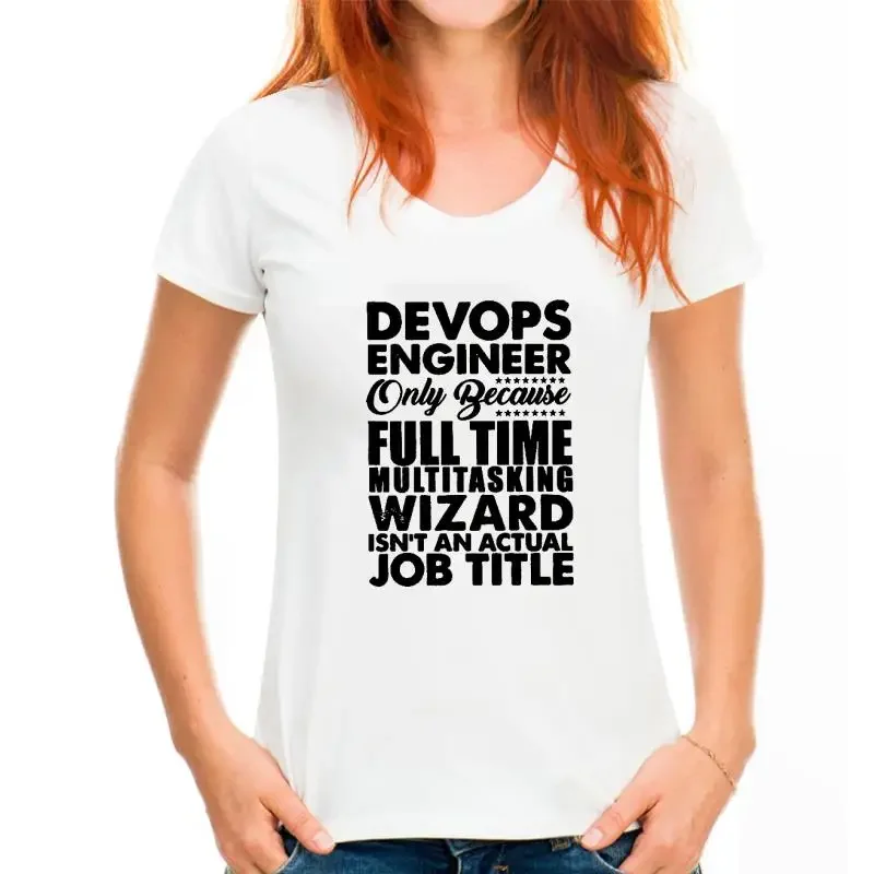 مضحك Devops مهندس ليس وظيفة فعلية عنوان المبرمج تي شيرت، تي شيرت جرافيك قصير الأكمام، هدايا عيد الميلاد، الصيف