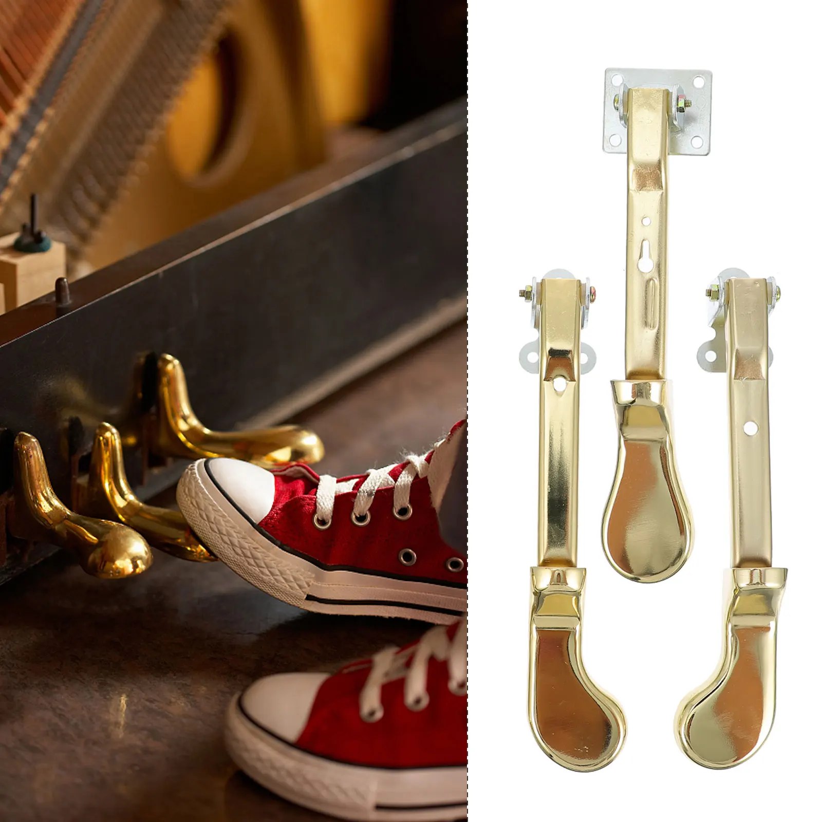 

3 Pcs Piano Pedals Replacement High Brightness Gold Durable Upright Accessories Musical Supplies Keyboard Instrument Parts