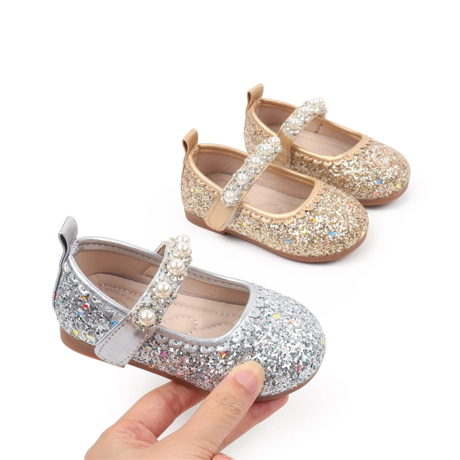 

Рождественские туфли принцессы для маленьких девочек, блестящий декор с кристаллами, модельные туфли в стиле Мэри Джейн для рождественской вечеринки для малышей