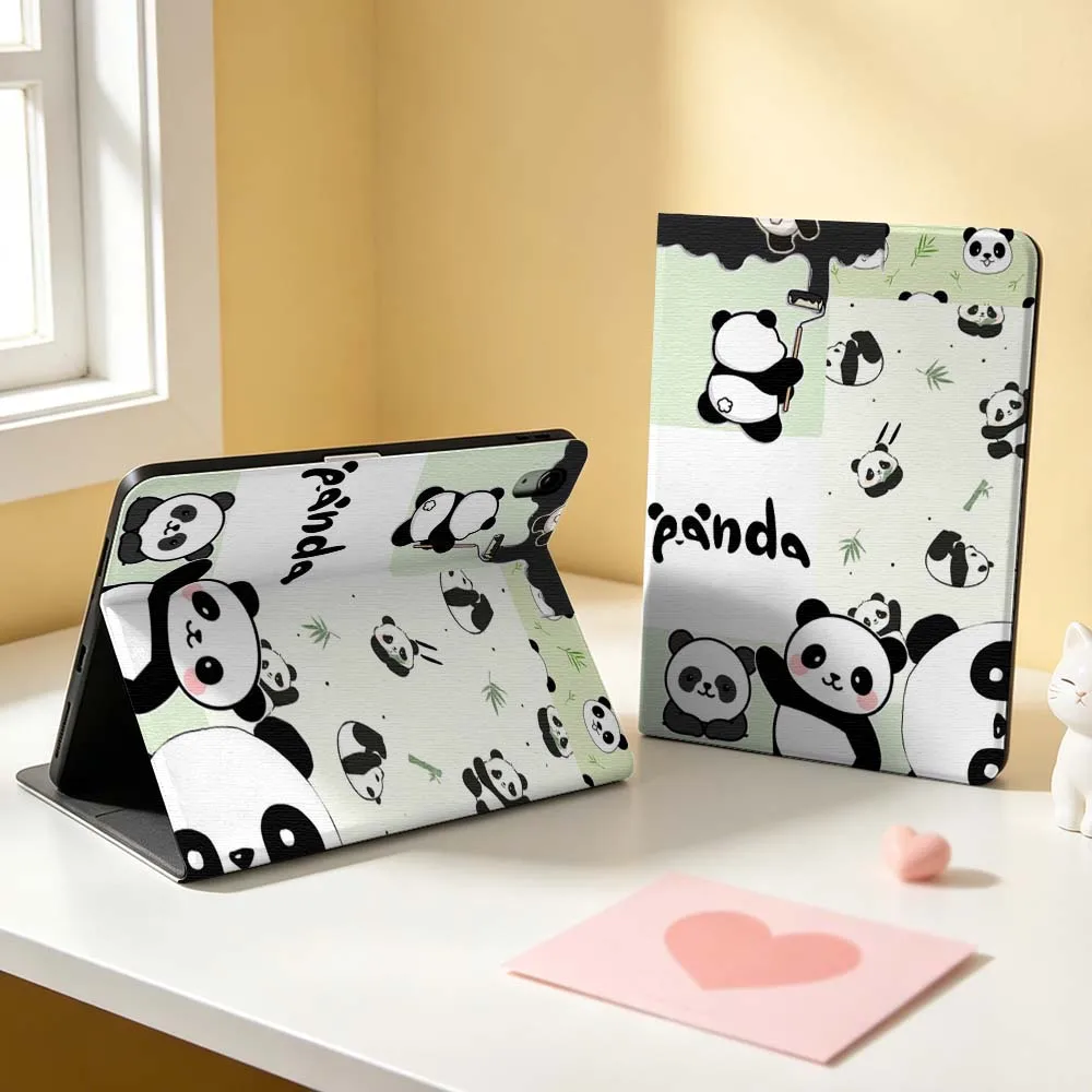 Cartoon Panda Head Pattern For Apple iPad Pro Mini A16 A17 A14 4 5 6 7 6th 7th Gen 9.7 12.9 11 13 M4 inch Tablet Case Soft
