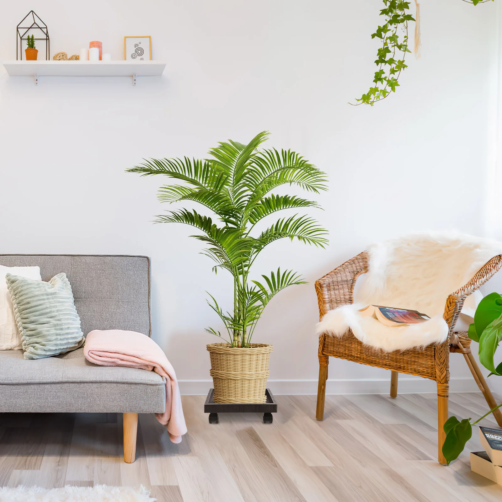 

Подставка для цветочных горшков на колесиках: утолщенная пластиковая подставка для растений для использования в помещении и на улице, передвижная тележка для цветов, квадратная подставка для растений