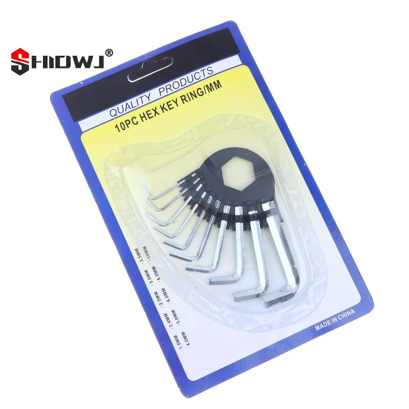 10 Piece Metric Hex Key Set Hardened Steel Foldable Storage Ring For Home Repair Bike Maintenance Assembly