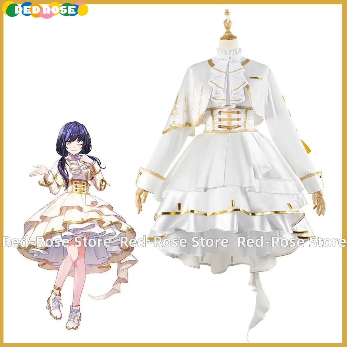 Disfraz de Cosplay Virtual Youtuber Nijisanji Tsukino Mito Nei Ponto, Peluca de 6 ° aniversario, vestido de noche, traje de Halloween para mujer Lolita