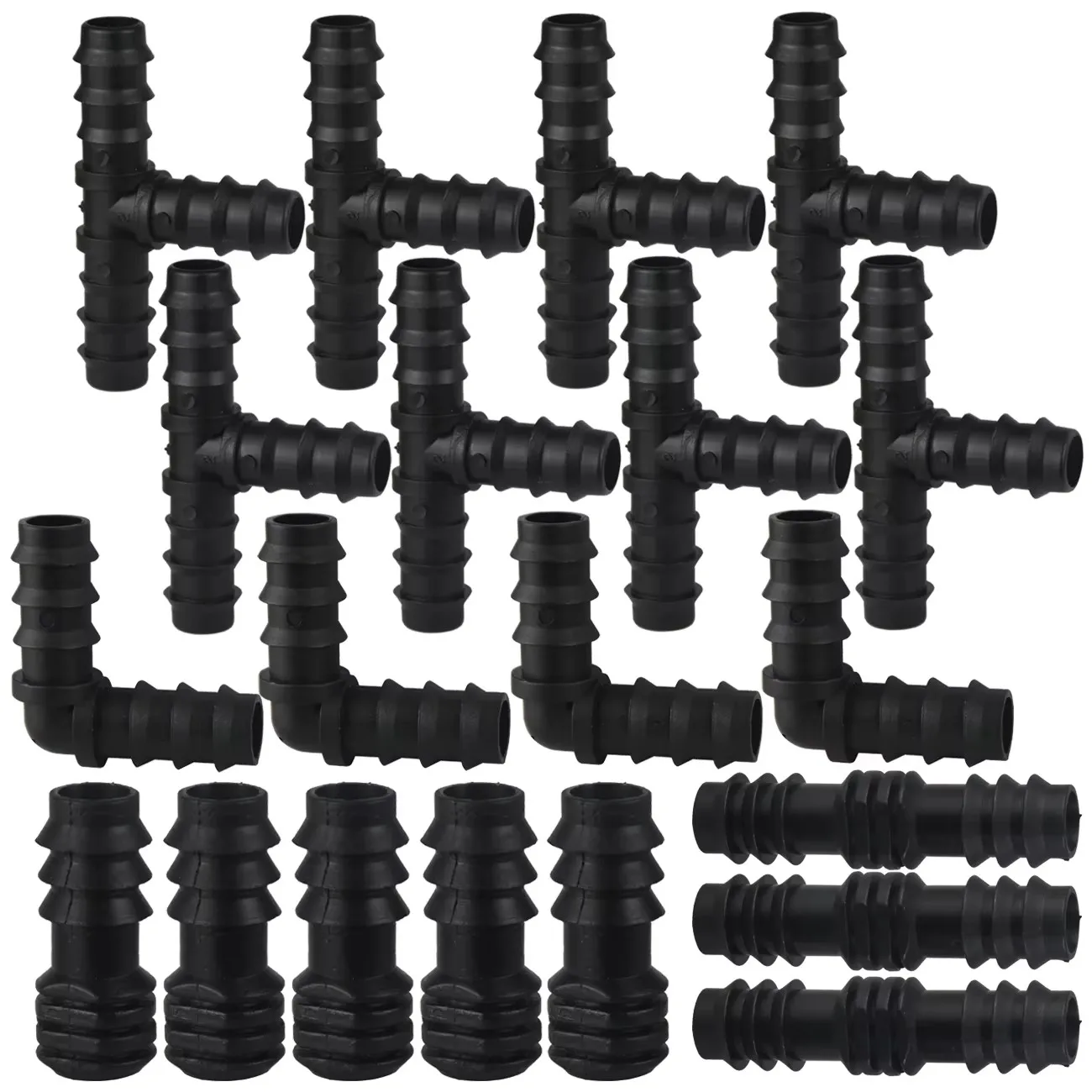 KESLA 10pcs 16mm Barb Tee Elbow Connector End Plug for Micro Irrigation 1/2'' PE Tubing Hose Micro Drip Fitting Garden Watering