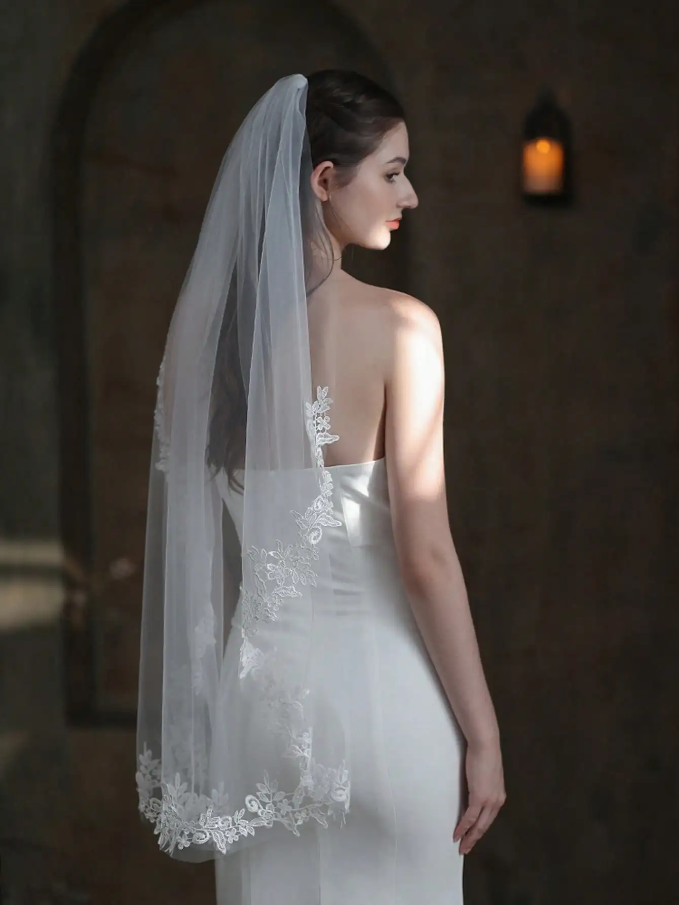 

Женская белая однослойная свадебная повязка на голову с кружевной отделкой для свадебных фотосессий и путешествий