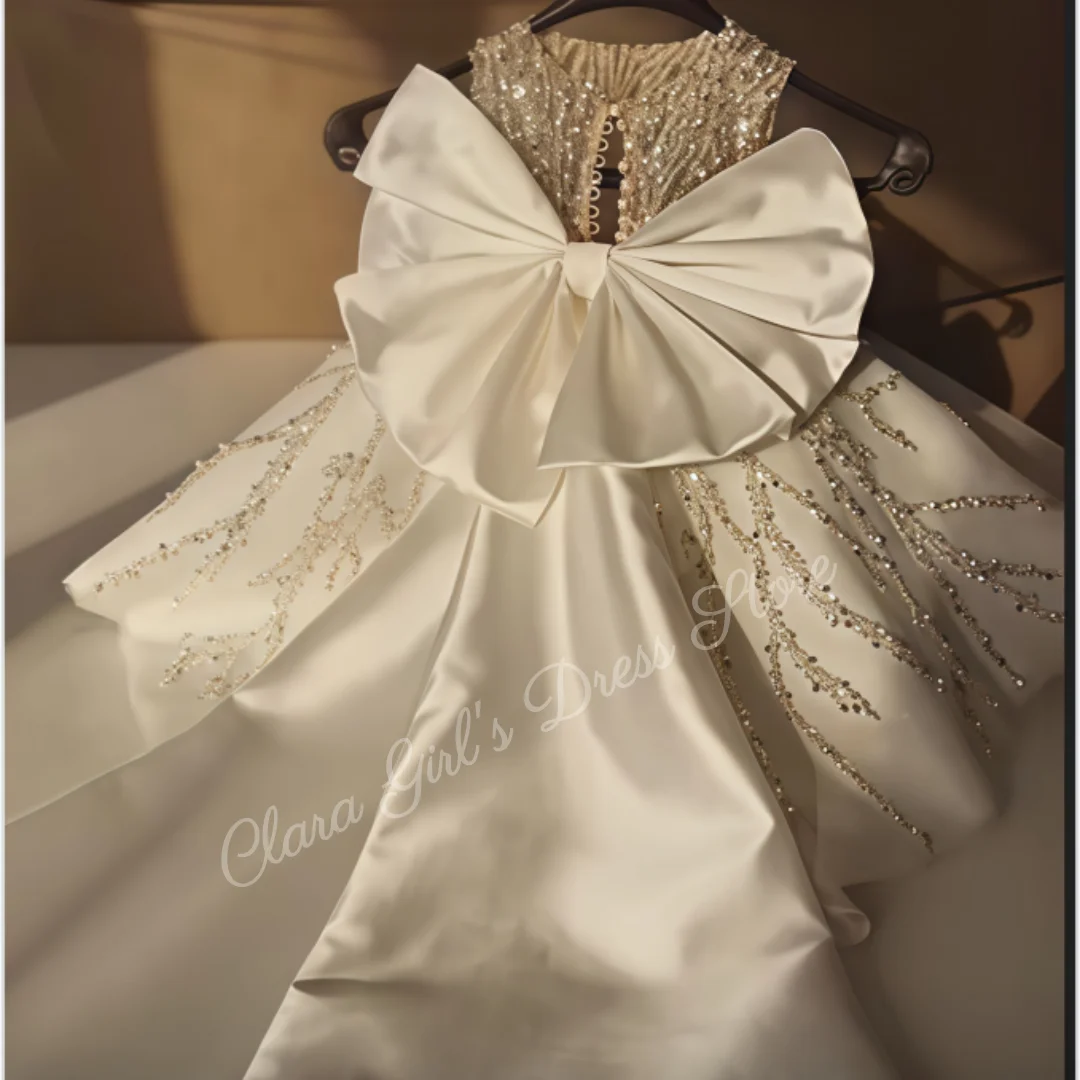 Benutzerdefiniertes Blumenmädchenkleid Hochzeitskleid Weihnachtskleid Partykleid Pailletten Prinzessin Kinder formelles Kleid