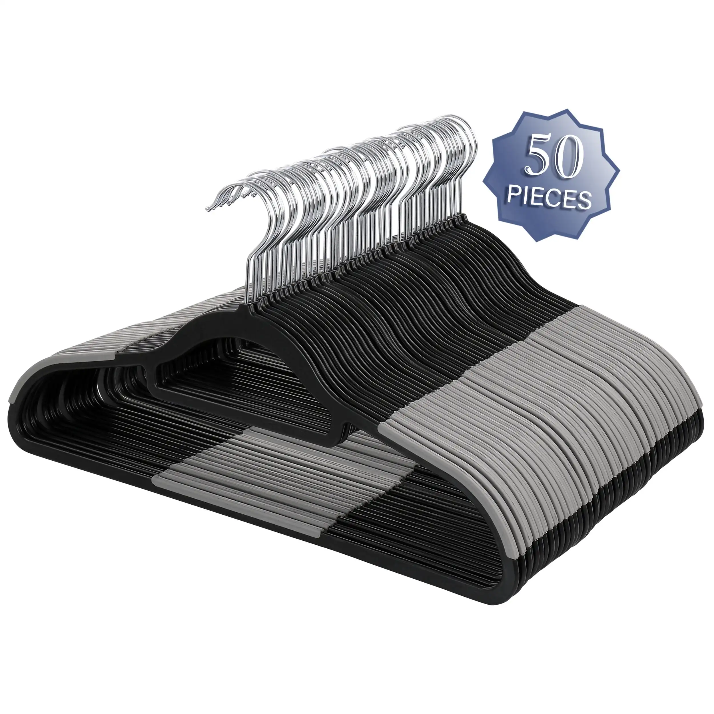 

Home 50 Piece Plastic Non Slip Hanger in Black and Gray