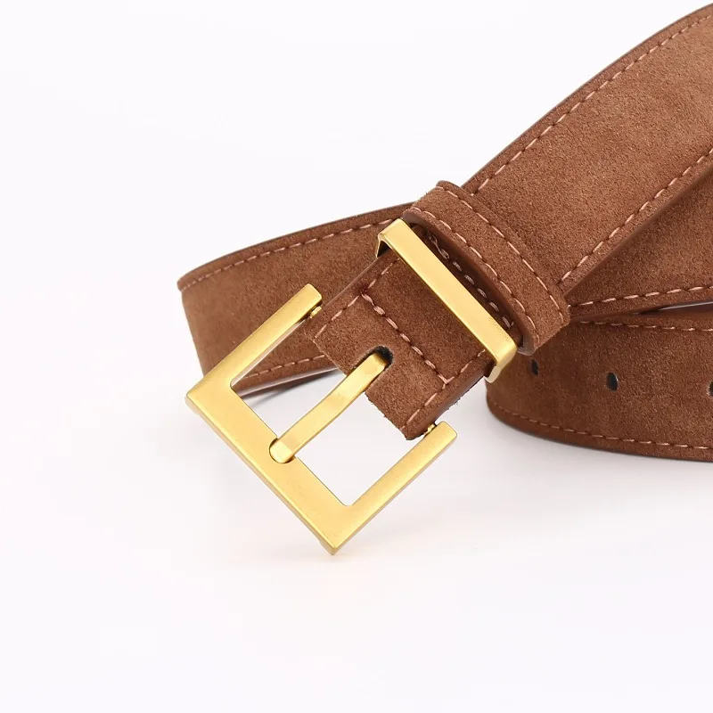 

Замшевый кожаный универсальный декоративный деловой ремень Высококачественный модный повседневный ремень для брюк Простая черная женская роскошная дизайнерская одежда