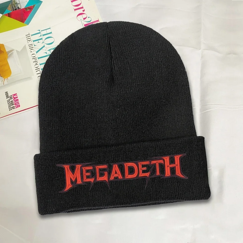 1pc Megadeths Beanie Hats Logo Skullies Beanies Hippie Warm Men Women Caps Autumn Graphic Street Y2K Bonnet Hats Gift Idea