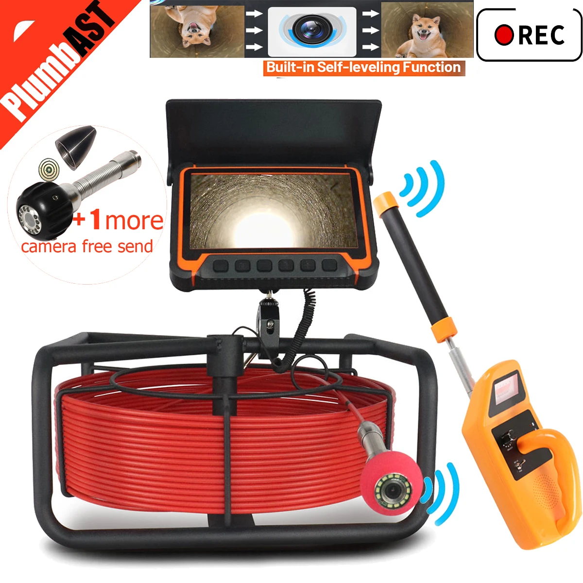 50m 512hz sonde AHD 1080P 7inch Snake Video Endoscope Camera Pipe Drain Sewer Well Wall Underwater Inspection Camera System