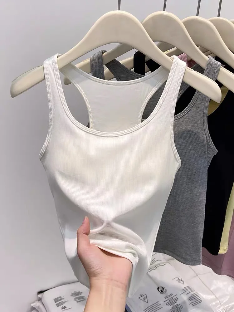 Pure Cotton Strap Vest Women's New Style Large Size Slim Fit Outdoor Indoor Wear Base Layer Sleeveless Sports Top