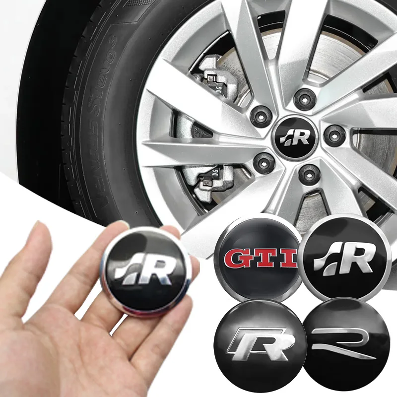 56mm 60mm 65mm 4pcs Car Styling Badge Logo Car bon Center Caps Alloy Wheel Hub Stickers For Volkswagen Golf 4 Motion GTI Polo